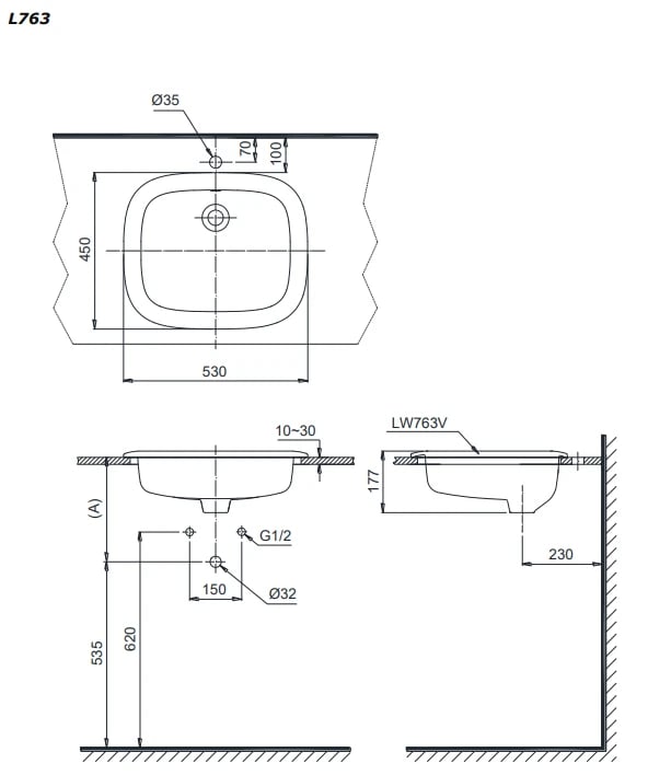 Ảnh Chậu rửa đặt bàn TOTO L763 2