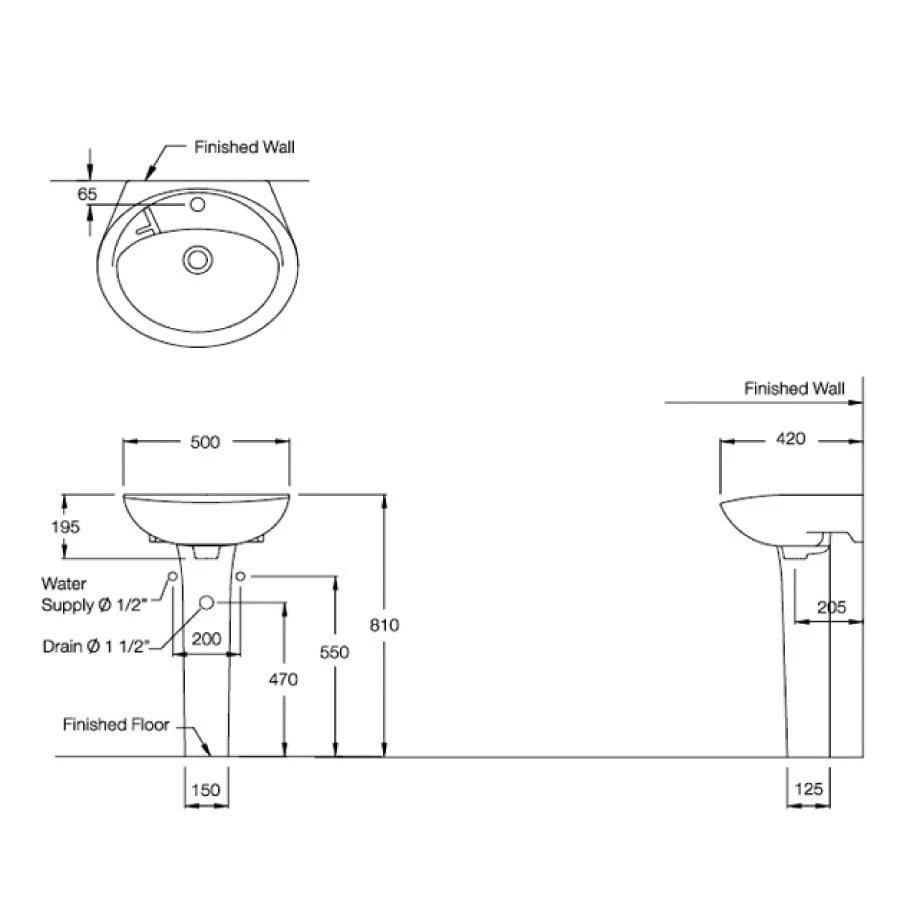 Ảnh Chậu rửa treo tường Cotto C013+C404 2