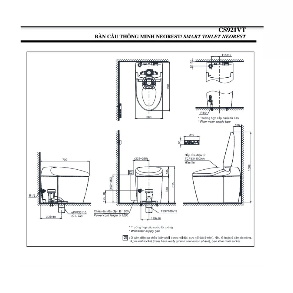 Ảnh Bồn cầu thông minh TOTO CS921VT/TCF83410GAA/T53P100VR  2