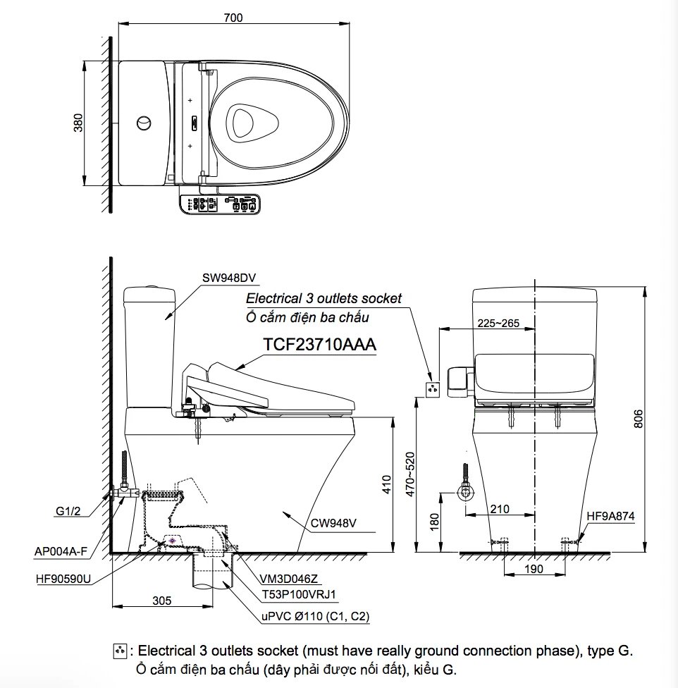 Ảnh Bồn cầu điện tử TOTO CS948DW18 2