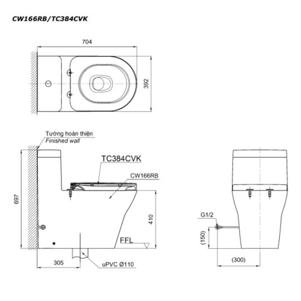 Ảnh Bồn cầu thông minh TOTO CW166RB/TCF34320GAA/T53P100VR 2