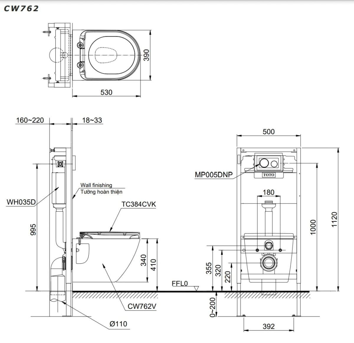 Ảnh Bồn cầu thông minh TOTO CW762/TC384CVK/WH172A/MB176G 2