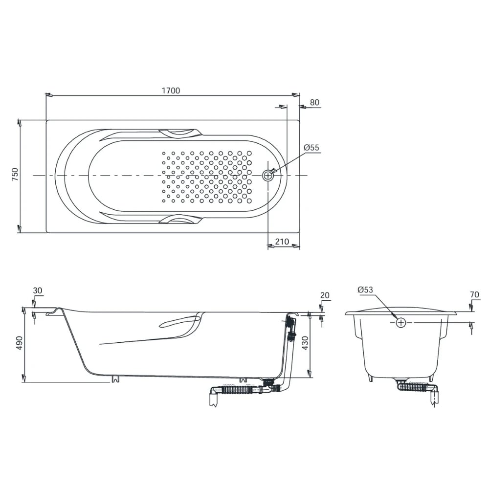 Ảnh Bồn tắm TOTO FBY1720NHPE/TVBF412/DB505R-2B 2