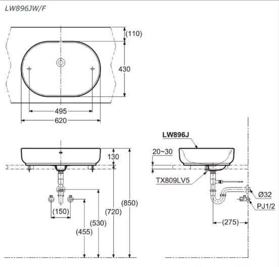 Ảnh Chậu rửa đặt bàn TOTO LW896JW/F 2