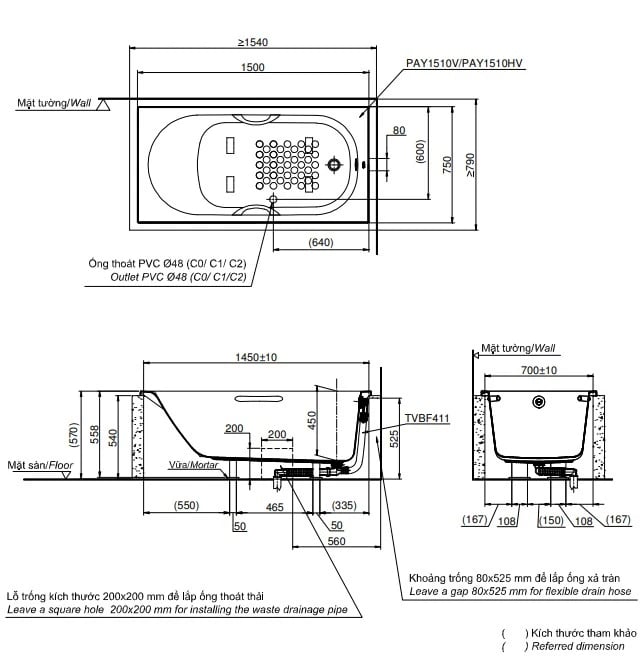 Ảnh Bồn tắm nhựa TOTO PAY1510HV/TVBF411 2