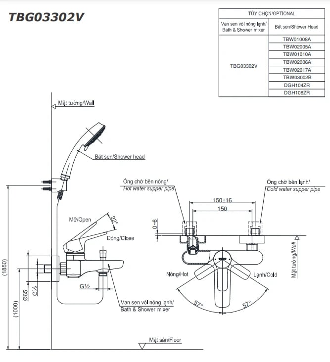 Ảnh Sen tắm nóng lạnh TOTO TBG03302VA/TBW02006V 2