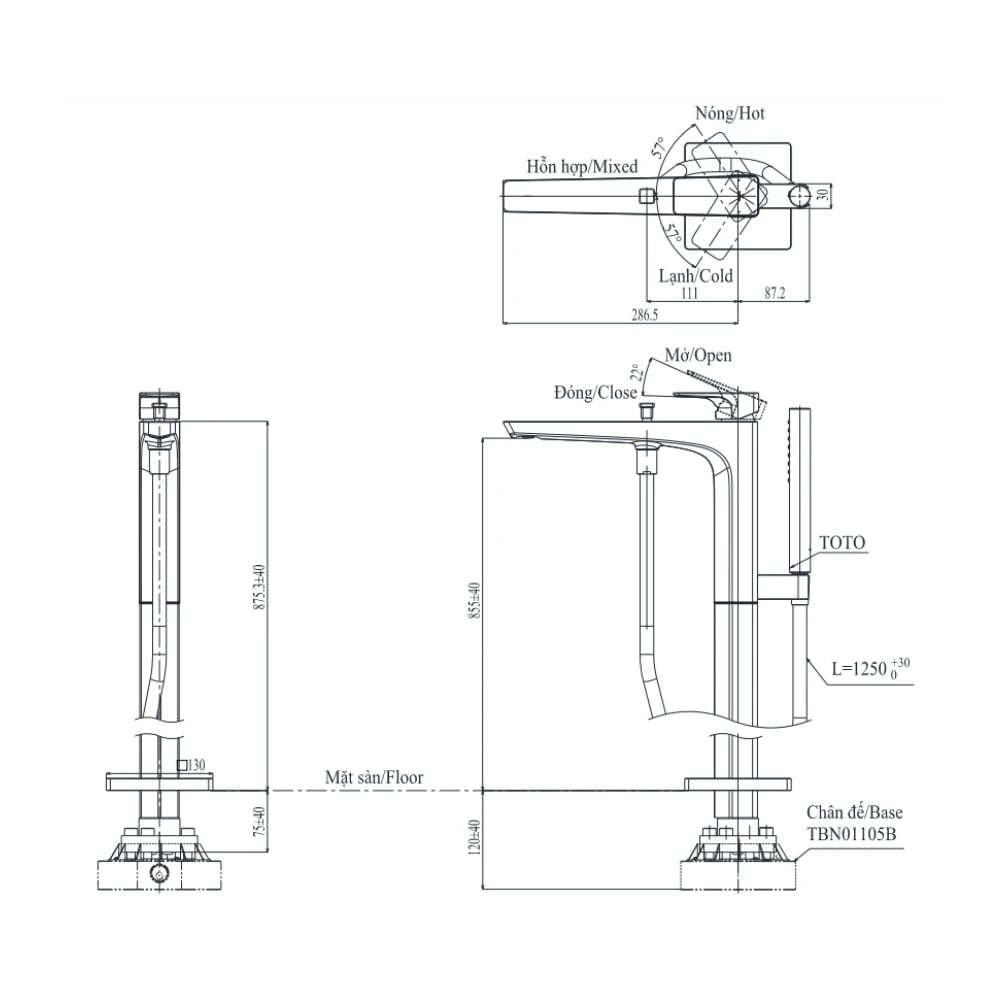 Ảnh Vòi sen bồn tắm TOTO TBG07306AA/TBN01105B 2
