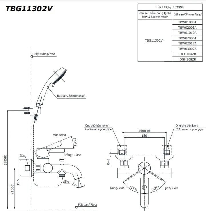 Ảnh Sen tắm nóng lạnh TOTO TBG11302VA/TBW02006V 2