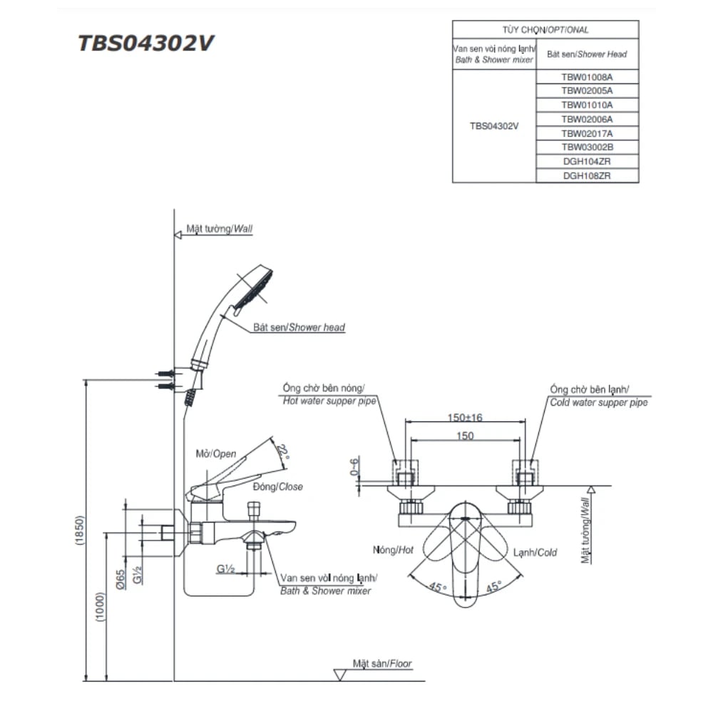 Ảnh Sen tắm nóng lạnh TOTO TBS04302V/TBW07012A 2