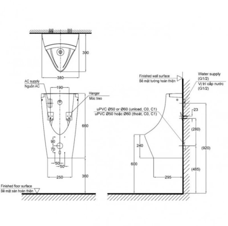 Ảnh Bồn tiểu nam treo tường TOTO USWN902ASV 2