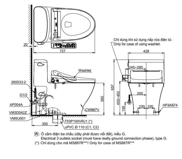 Ảnh Bồn cầu điện tử TOTO MS887RW16 2