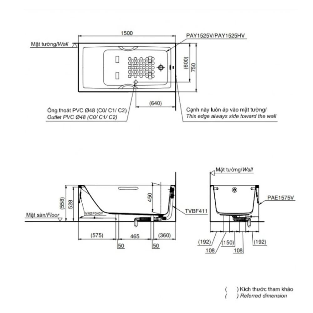 Ảnh Bồn tắm nhựa TOTO PAY1525HVC/TVBF411 2