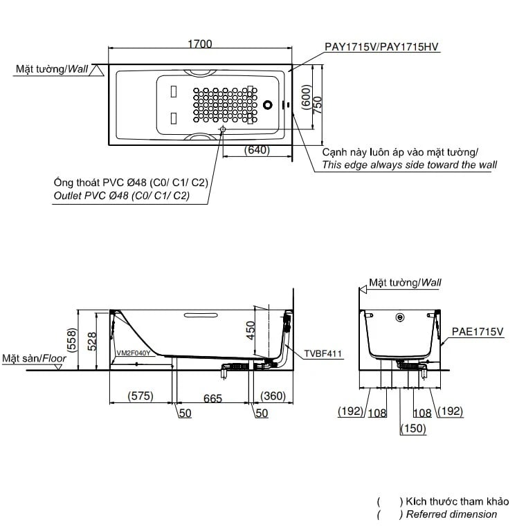 Ảnh Bồn tắm nhựa TOTO PAY1715HVC/TVBF411 2