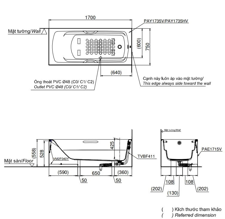 Ảnh Bồn tắm nhựa TOTO PAY1525VC/TVBF411 2