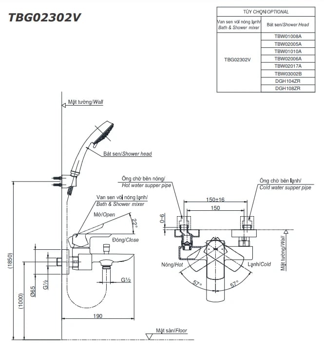 Ảnh Sen tắm nóng lạnh TOTO TBG02302VA/TBW02005V 2