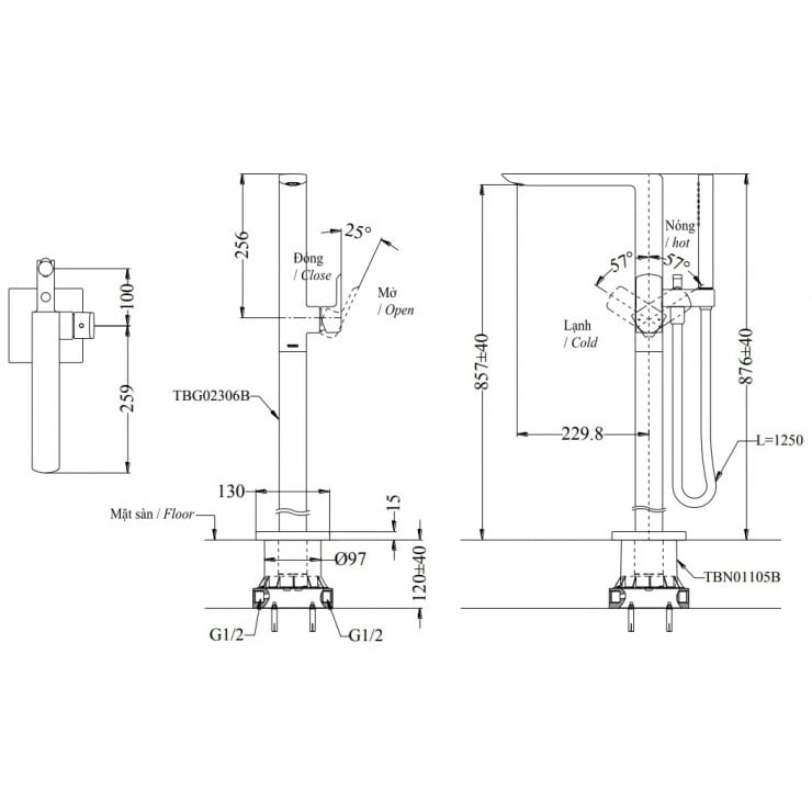 Ảnh Vòi sen bồn tắm TOTO TBG02306BA/TBN01105B 2