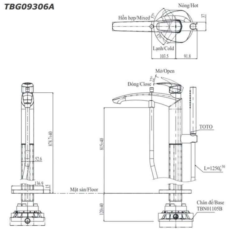 Ảnh Vòi sen bồn tắm TOTO TBG09306AA/TBN01105B 2