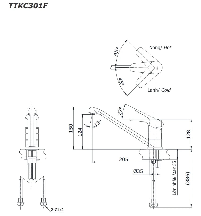 Ảnh Vòi rửa bát TOTO TTKC301FV 2