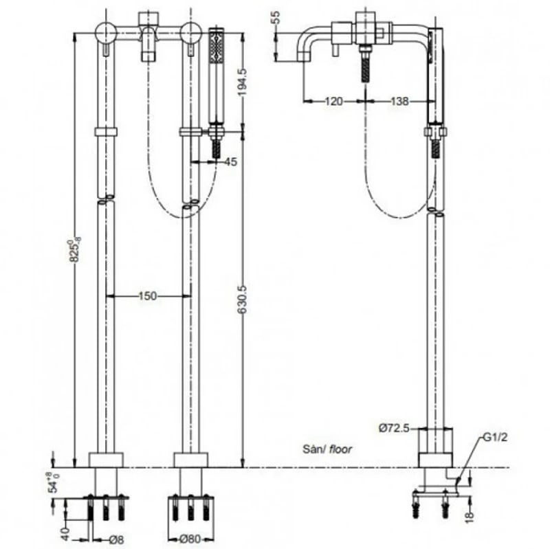 Ảnh Vòi sen xả bồn tắm TOTO TX445SESV3 2