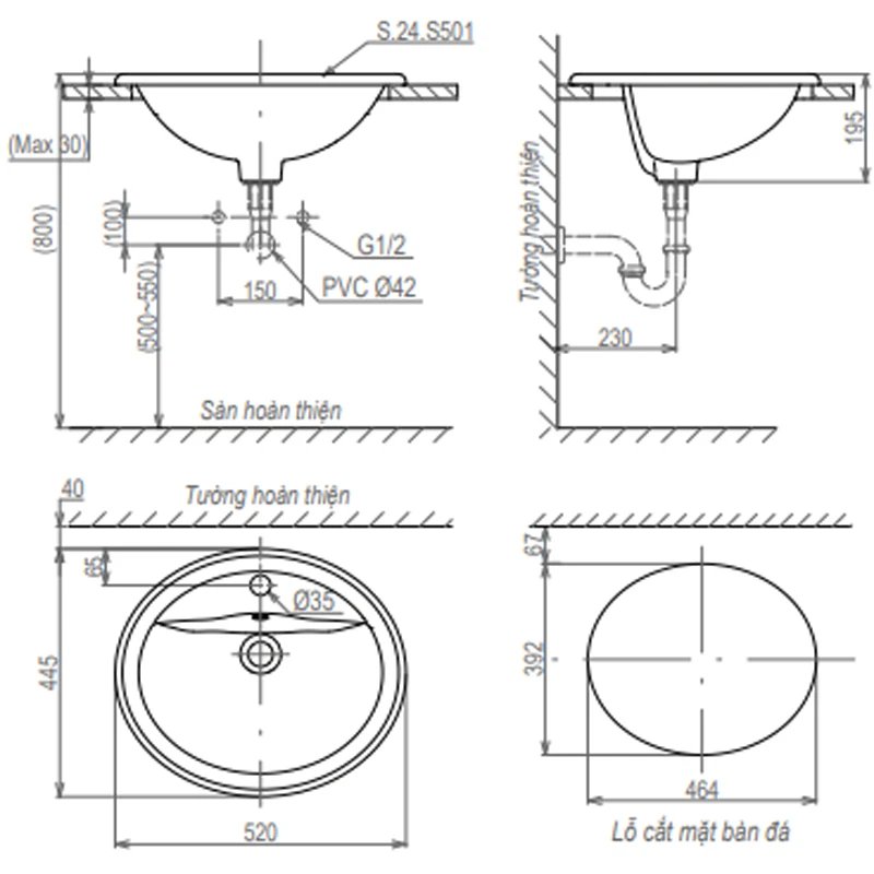 Ảnh Chậu rửa dương bàn Sanfi S501 2