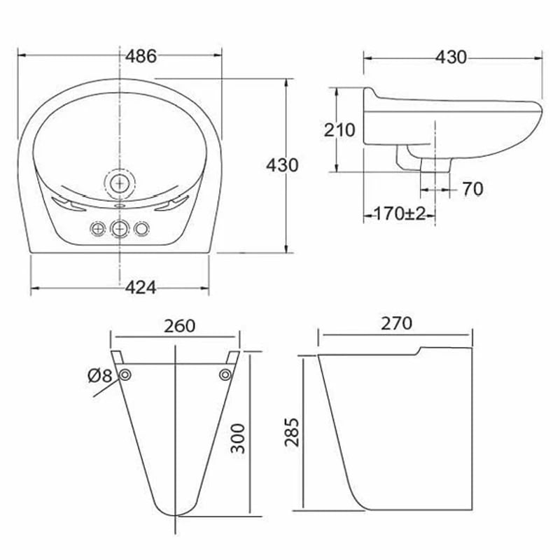 Ảnh Chậu rửa chân ngắn Sanfi S506+S602 3