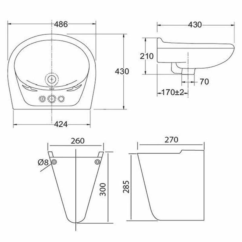 Ảnh Chậu rửa treo tường Sanfi S506+S602 2
