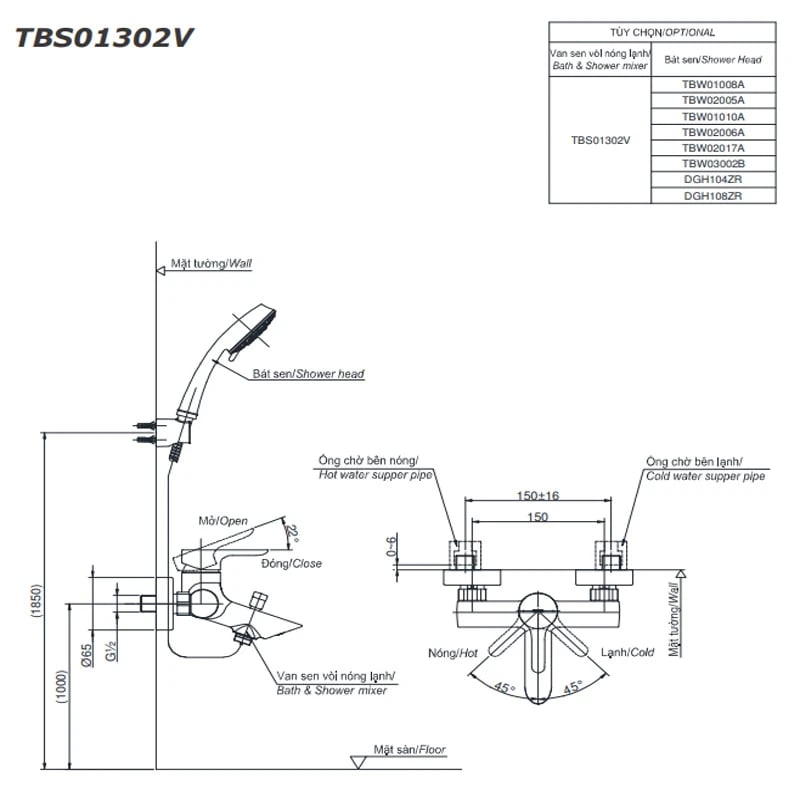 Ảnh Sen tắm nóng lạnh TOTO TBS01302V/TBW02005V 3