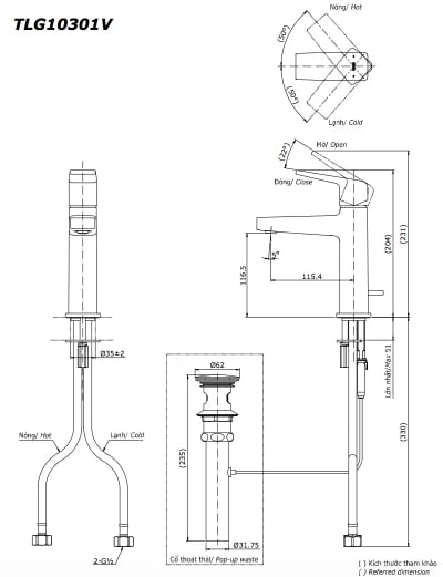 Ảnh Vòi chậu TOTO TLG10301V 2
