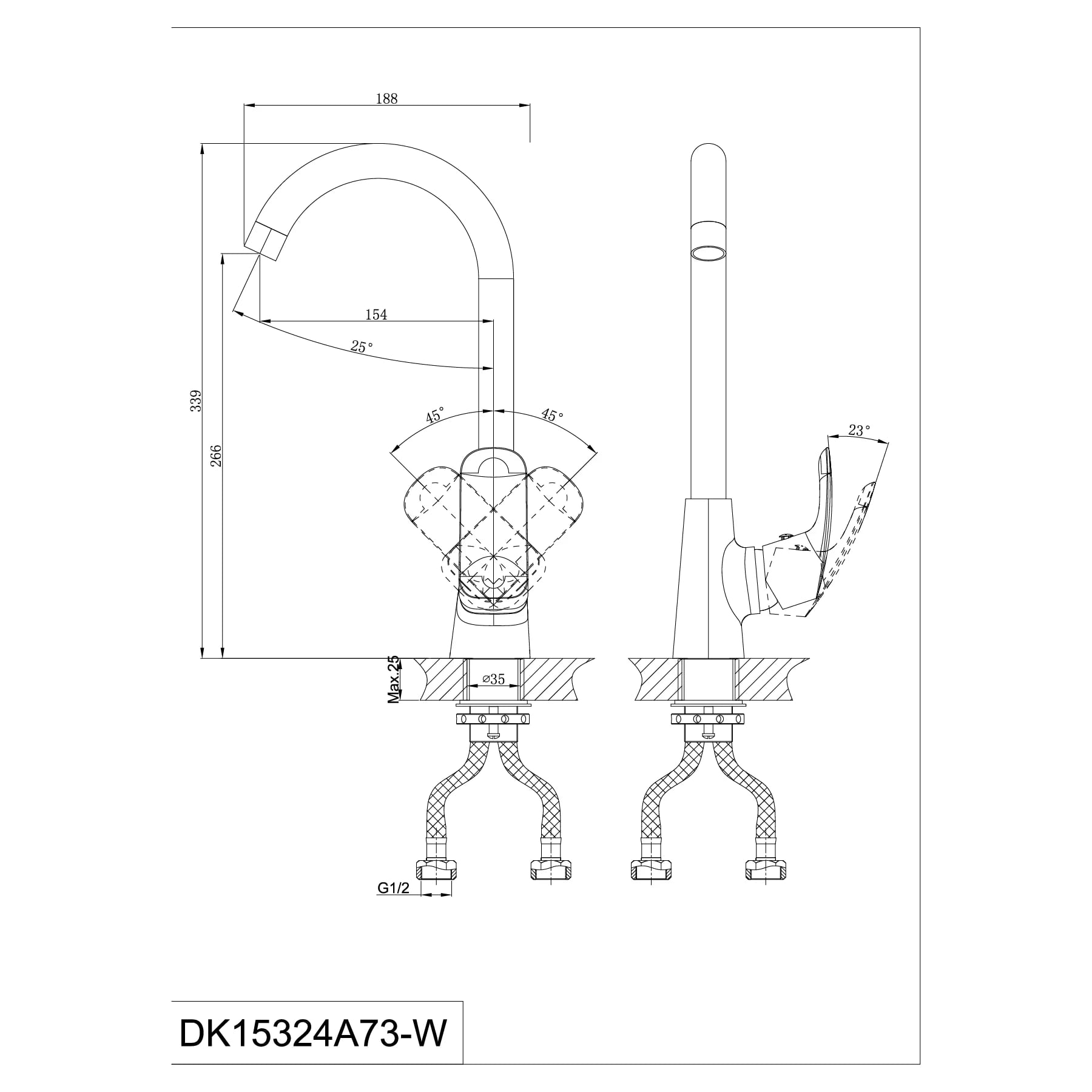 Ảnh Vòi rửa bát nóng lạnh D&K DK15324A73-W 2