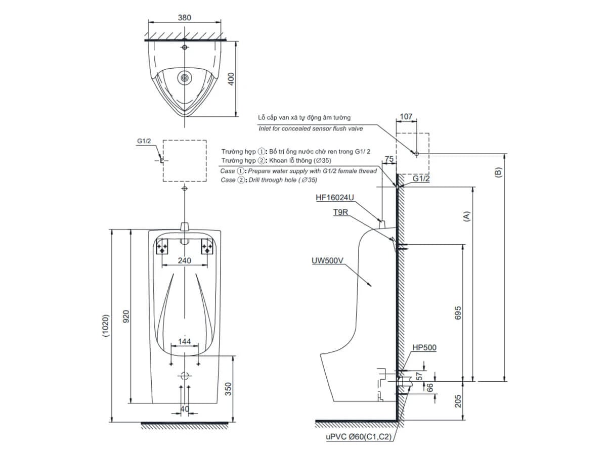 Ảnh Tiểu nam treo tường TOTO UT500T 2