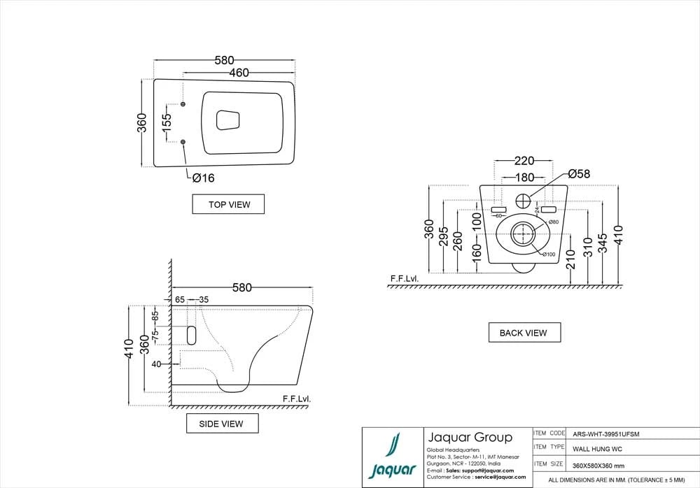 Ảnh Bồn cầu âm tường Jaquar ARS-WHT-39951UFSM 2