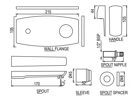 Ảnh Vòi chậu gắn tường Jaquar KUP-BLM-35233NKPMV 2