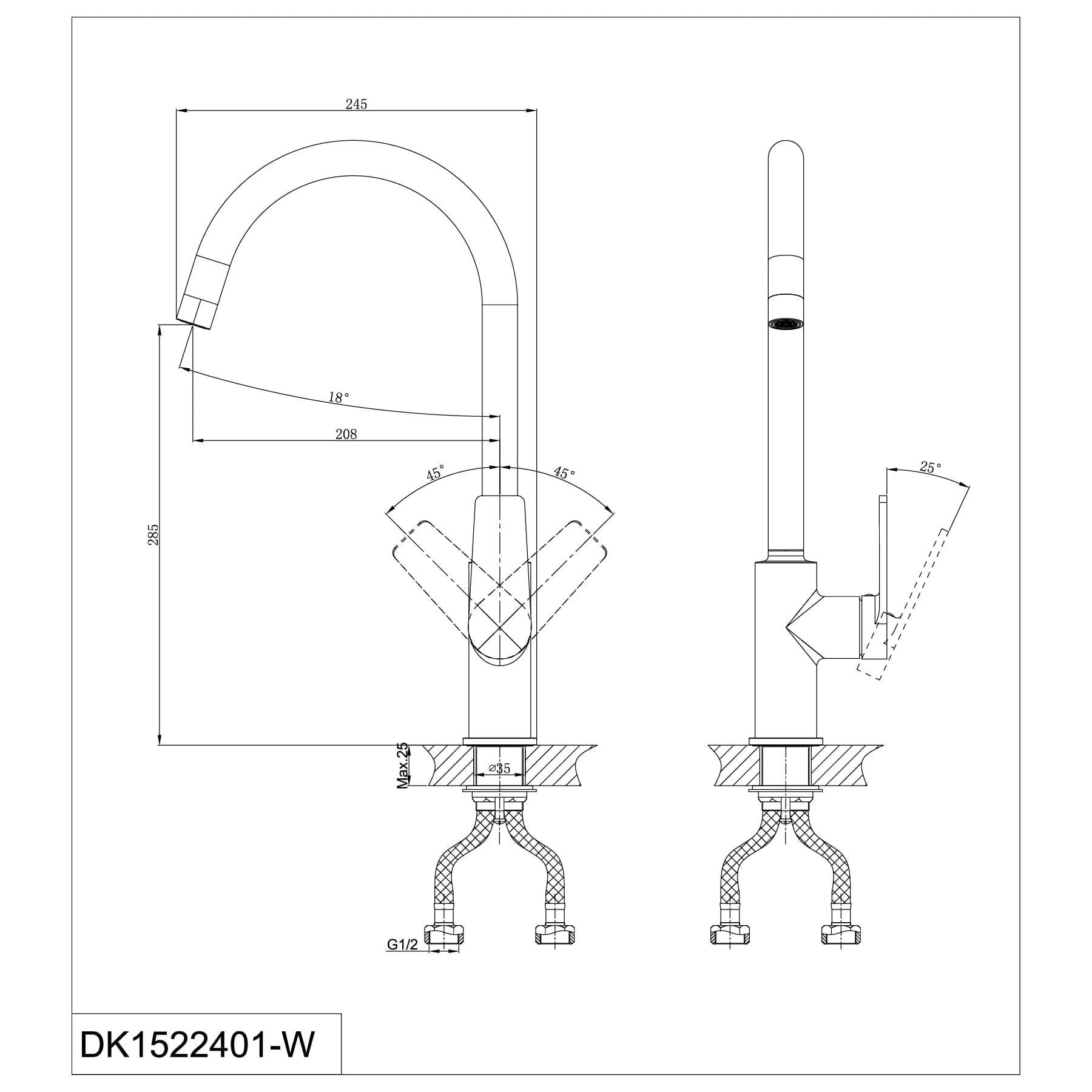 Ảnh Vòi rửa bát nóng lạnh D&K DK1522401-W 2