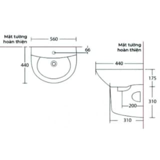 Ảnh Chậu rửa treo tường Cotto C000606OS 2
