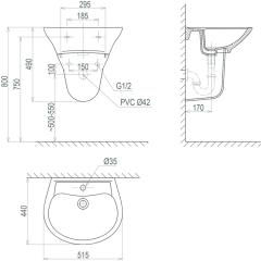 Ảnh Chậu rửa treo tường Sanfi S507 2