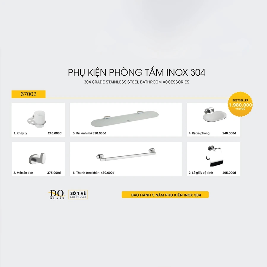 Bộ phụ kiện phòng tắm Đình Quốc DQ67002