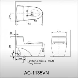 Ảnh Bồn cầu 1 khối Inax AC-1135VN 4