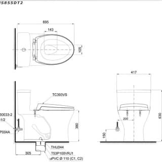 Ảnh Bồn cầu 1 khối TOTO MS855DT2 2