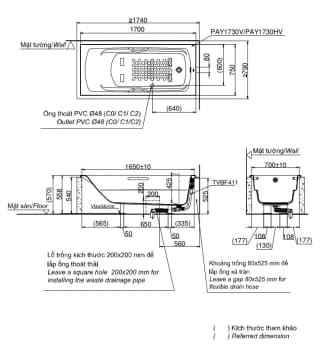 Ảnh Bồn tắm nhựa TOTO PAY1730V#W TVBF411 2
