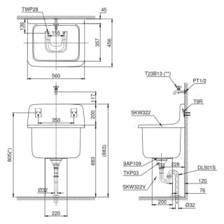 Ảnh Chậu rửa treo tường TOTO SK322/SK322F 2