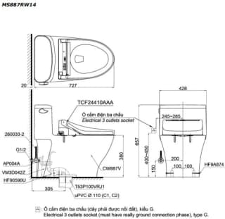 Ảnh Bồn cầu điện tử TOTO MS887RW14 2