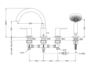 Ảnh Vòi xả bồn nóng lạnh TOTO TBS01202BA 2