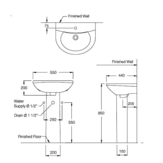 Ảnh Chậu rửa treo tường Cotto C014+C411 2