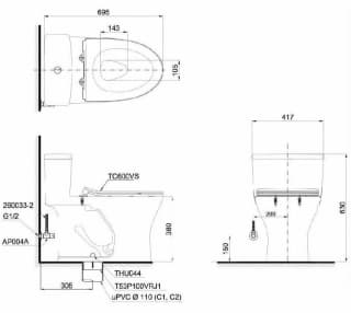 Ảnh Bồn cầu 1 khối TOTO MS855DT8 2