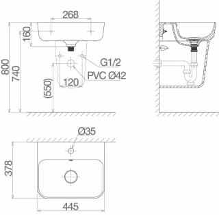 Ảnh Chậu rửa chân ngắn Viglacera V23 2