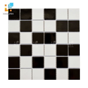 Gạch Mosaic HLMST330353 gốm rạn màu đen-trắng